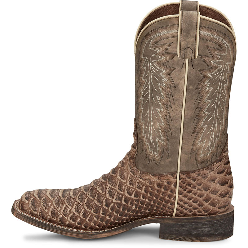 NOCONA | MEN'S MESCALERO RUGGED SNAKE PRINT WESTERN BOOTS HR5604-Brown - Click Image to Close