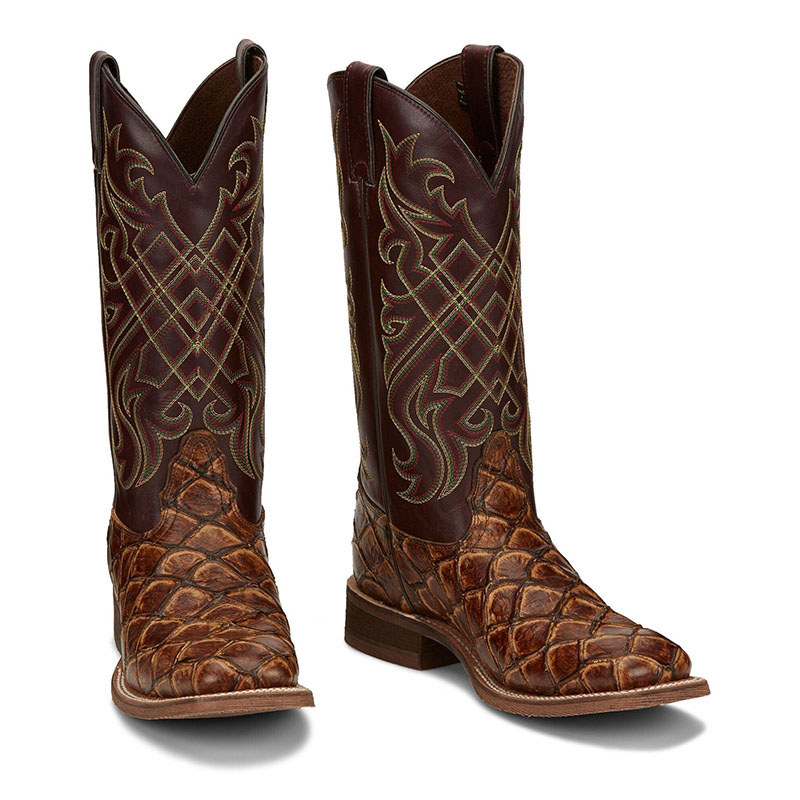 NOCONA | MEN'S BRYCE MAPLE BROWN PIRARUCU PRINT WESTERN BOOTS NB5561-Brown