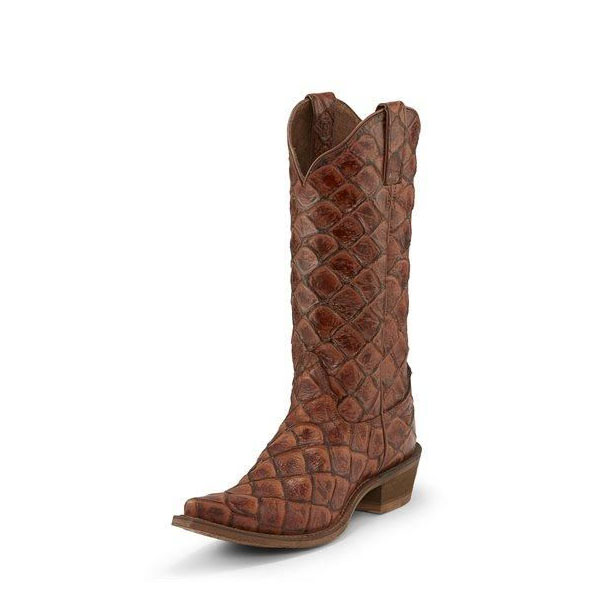 NOCONA | WOMEN'S POSH BESSIE COGNAC EXOTIC FISH SCALE PRINT COWGIRL FASHION BOOTS NL7061-Cognac