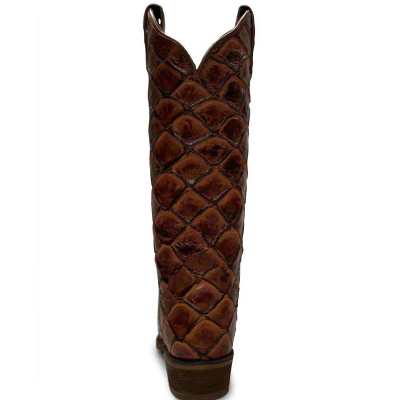 NOCONA | WOMEN'S POSH BESSIE COGNAC EXOTIC FISH SCALE PRINT COWGIRL FASHION BOOTS NL7061-Cognac